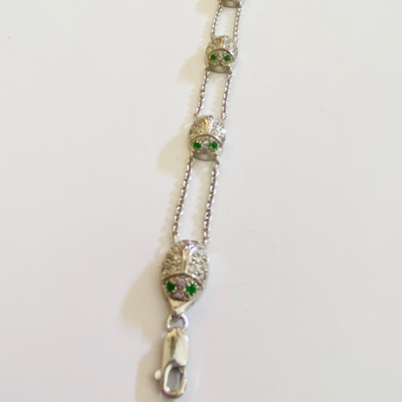 LJ Sterling Silver 925 Pave Beatle Bug Bracelet - Picture 4 of 9